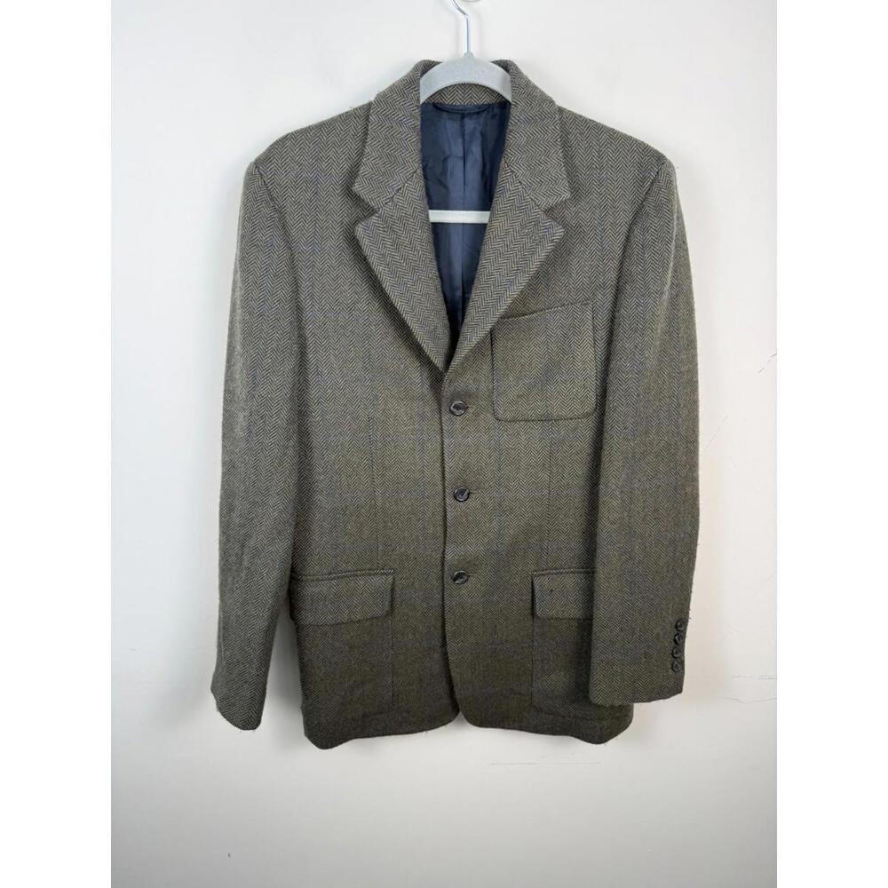 J.Crew Wool Herringbone Blazer Jacket Green‎ Surgeon Cuff Small
